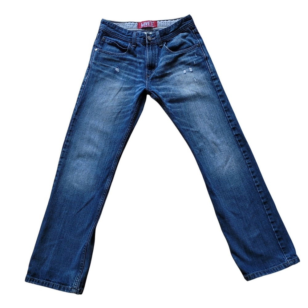 Levi's 514 Slim Straight Jeans Blue Distressed Womens 28x28